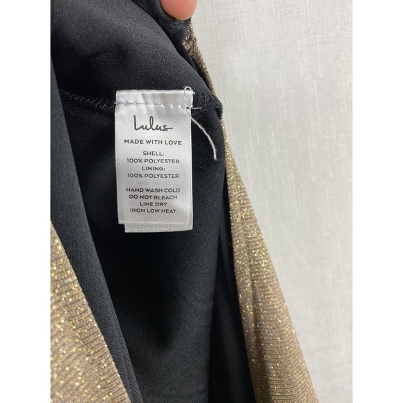 Lulu’s Small Gold Gown Spaghetti Strap Body Con Maxi Dress Side Slit Prom Formal - Picture 7 of 14